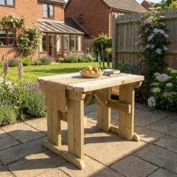 Rackhams Hollies Rounded Wooden Garden Table, Outdoor Picnic Dining Desk - Without expert assembly - 210cm - thumbnail 4