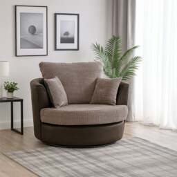 Rackhams Portland Fabric Swivel Chair - Black and Grey - thumbnail 4