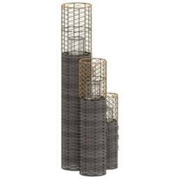 Rackhams Candle Holders 3 pcs Grey Wicker - thumbnail 4