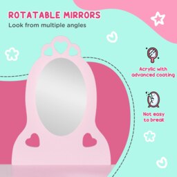 Rackhams Kids Vanity Table & Stool Girls Dressing Set Make Up Desk with Mirror - thumbnail 4