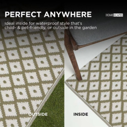 Rackhams Outdoor Rug Luxury Waterproof Reversible Recycled, For Garden, May Geometric - 75 x 200 cm - thumbnail 6