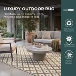 Rackhams Outdoor Rug Luxury Waterproof Reversible Recycled, For Garden, May Geometric - 75 x 200 cm - thumbnail 3