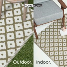 Rackhams Outdoor Rug Luxury Waterproof Reversible Recycled, For Garden, May Geometric - 75 x 200 cm - thumbnail 5