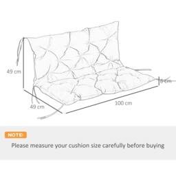 Rackhams 2 Seater Bench Pad, Garden Chair Cushion with Back and Ties for Indoor and Outdoor Use, 98 x 100 cm, Black - thumbnail 3