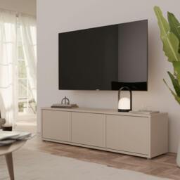 Rackhams Alice Springs Wide TV Cabinet with 3 Doors Push-to-Open in Sand - W 154.2 X  H 41.5 X  D 34.9cm - 1 - Manufactured Wood - thumbnail 1