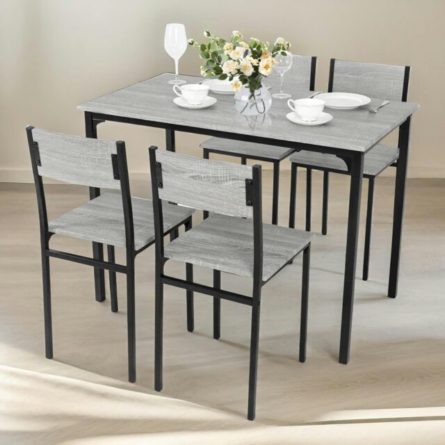 Rackhams Industrial Dining Table With 4 Chairs Set Grey - image 1