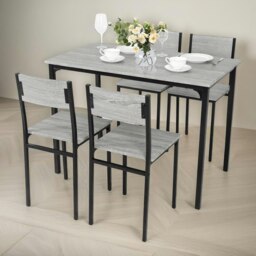 Rackhams Industrial Dining Table With 4 Chairs Set Grey - thumbnail 4