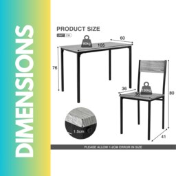 Rackhams Industrial Dining Table With 4 Chairs Set Grey - thumbnail 5