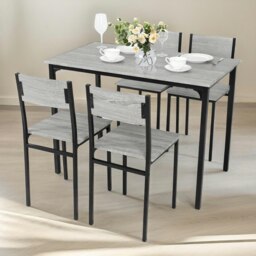 Rackhams Industrial Dining Table With 4 Chairs Set Grey - thumbnail 1