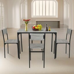 Rackhams Industrial Dining Table With 4 Chairs Set Grey - thumbnail 2