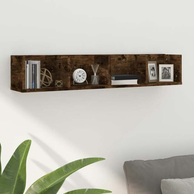Rackhams CD Wall Shelf Smoked Oak 100x18x18 cm Engineered Wood - Engineered wood