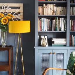 "Rackhams Mustard Silk Lampshade With Copper Foil Lining - 60cm Diameter x 20cm Height / (24"" x 8"")" - thumbnail 3