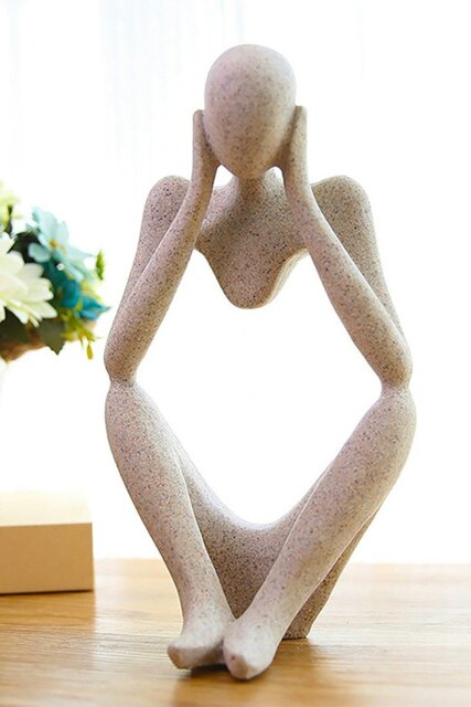 Rackhams Art Abstract Meditator Statue Tabletop Woman Figurine - Beige - image 1