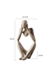 Rackhams Art Abstract Meditator Statue Tabletop Woman Figurine - Beige - thumbnail 2
