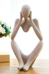 Rackhams Art Abstract Meditator Statue Tabletop Woman Figurine - Beige
