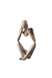 Rackhams Art Abstract Meditator Statue Tabletop Woman Figurine - Beige - thumbnail 4
