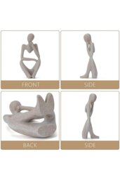 Rackhams Art Abstract Meditator Statue Tabletop Woman Figurine - Beige - thumbnail 3