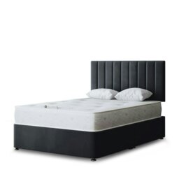 Rackhams Amelia Divan Bed with Upholstered Headboard - Grey (Steel) - King - thumbnail 2