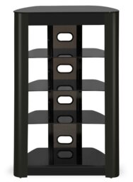 Rackhams Zinnia 5-Shelf Black Glass with Gloss Black Fascia Flat Screen TV/Hi-Fi/AV Rack Glass Stand - thumbnail 5