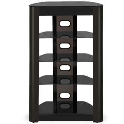 Rackhams Zinnia 5-Shelf Black Glass with Gloss Black Fascia Flat Screen TV/Hi-Fi/AV Rack Glass Stand - thumbnail 5