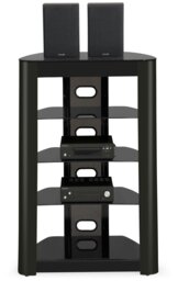 Rackhams Zinnia 5-Shelf Black Glass with Gloss Black Fascia Flat Screen TV/Hi-Fi/AV Rack Glass Stand - thumbnail 2