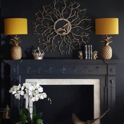 "Rackhams Mustard Yellow Silk Lampshade With Gold Lining - 25cm Diameter x 25cm Height / (10"" x 10"")" - thumbnail 2