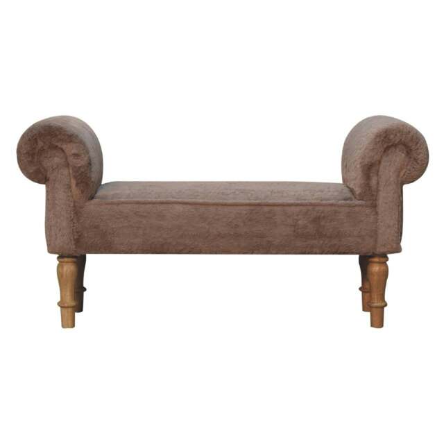 Rackhams Mocha Faux Fur Bedroom Bench - image 1