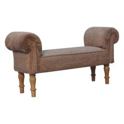 Rackhams Mocha Faux Fur Bedroom Bench - thumbnail 2