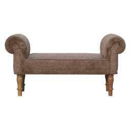 Rackhams Mocha Faux Fur Bedroom Bench - thumbnail 1
