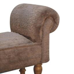 Rackhams Mocha Faux Fur Bedroom Bench - thumbnail 5