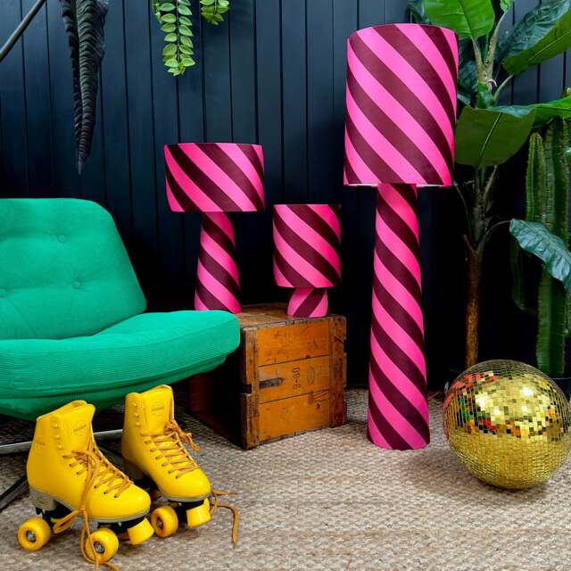 Rackhams Portable Helter Skelter Velvet lamps in Raspberry Ripple - Maxi - 112cm Height - Rechargeable LED Bulb - image 1