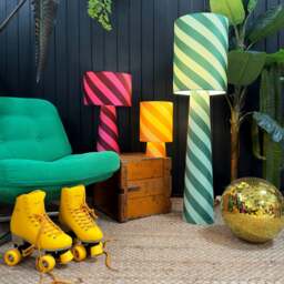 Rackhams Portable Helter Skelter Velvet lamps in Raspberry Ripple - Maxi - 112cm Height - Rechargeable LED Bulb - thumbnail 4
