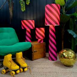Rackhams Portable Helter Skelter Velvet lamps in Raspberry Ripple - Maxi - 112cm Height - Rechargeable LED Bulb - thumbnail 2