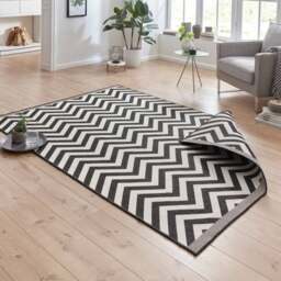 Rackhams Palma Reversible Indoor-Outdoor Black Rug - 160X230 cm - thumbnail 4