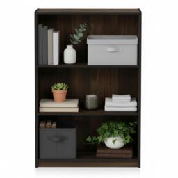 Rackhams JAYA Simple Home 3-Tier Adjustable Shelf Bookcase, Columbia Walnut - Luxury Wall Decor for Living Room & Bedroom - thumbnail 4