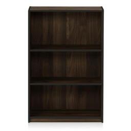 Rackhams JAYA Simple Home 3-Tier Adjustable Shelf Bookcase, Columbia Walnut - Luxury Wall Decor for Living Room & Bedroom - thumbnail 2