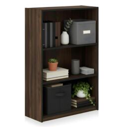 Rackhams JAYA Simple Home 3-Tier Adjustable Shelf Bookcase, Columbia Walnut - Luxury Wall Decor for Living Room & Bedroom - thumbnail 3