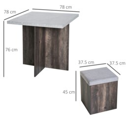 Rackhams Dining Table w/ 4 Ottomans Seats Kitchen Home Furniture Set Modern Style - thumbnail 5