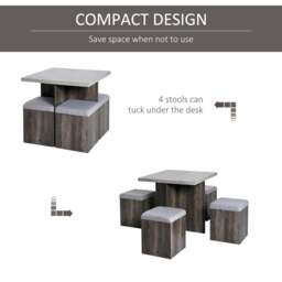 Rackhams Dining Table w/ 4 Ottomans Seats Kitchen Home Furniture Set Modern Style - thumbnail 3