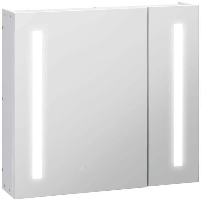 Rackhams Illuminated Bathroom Mirror Cabinet 650 x 700Hmm LED Bathroom Mirror with Lights Touch Switch, Adjustable Shelf, USB Charge, White
