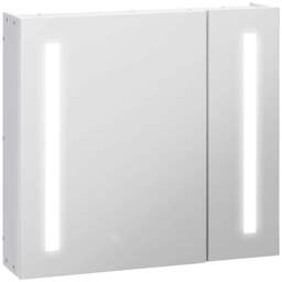 Rackhams Illuminated Bathroom Mirror Cabinet 650 x 700Hmm LED Bathroom Mirror with Lights Touch Switch, Adjustable Shelf, USB Charge, White - White