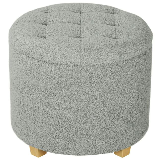 Rackhams 40.5L Teddy Fleece Storage Ottoman - Grey