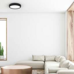 Rackhams Gea Black LED Ceiling Lamp A Stylish Contemporary 39CM 36W Light With Remote Control And Low Energy Light Source - thumbnail 2