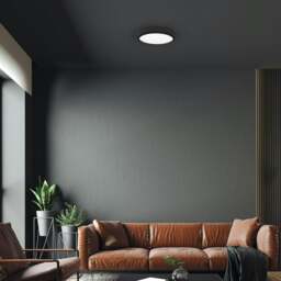 Rackhams Gea Black LED Ceiling Lamp A Stylish Contemporary 39CM 36W Light With Remote Control And Low Energy Light Source - thumbnail 3