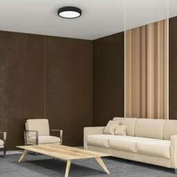 Rackhams Gea Black LED Ceiling Lamp A Stylish Contemporary 39CM 36W Light With Remote Control And Low Energy Light Source - thumbnail 1