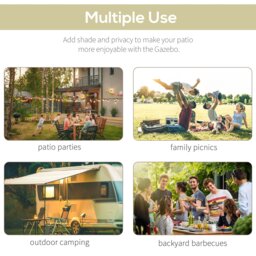 Rackhams 3 x 2.5m Patio Metal Gazebo Pergola Wall Mount Outdoor Shelter, Cream - Cream White and black - Polyester fabric, powder coated steel - 300L x 250W x 200-250Hcm - thumbnail 4