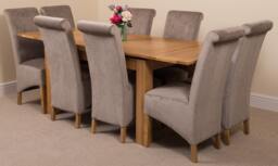 Rackhams Richmond Medium Oak Extendable Dining Table with Montana Fabric Chairs - 8 chairs - Grey - thumbnail 1