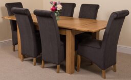 Rackhams Richmond Medium Oak Extendable Dining Table with Montana Fabric Chairs - 8 chairs - Grey - thumbnail 3