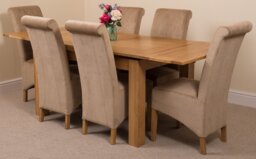 Rackhams Richmond Medium Oak Extendable Dining Table with Montana Fabric Chairs - 8 chairs - Grey - thumbnail 2