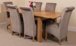 Rackhams Richmond Medium Oak Extendable Dining Table with Montana Fabric Chairs - 8 chairs - Grey - thumbnail 4